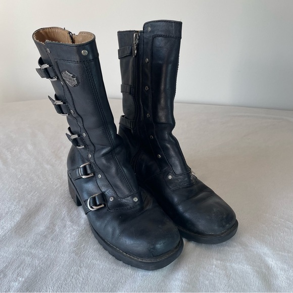 Harley Davidson Leather Motorcycle Boots - Picture 3 of 11